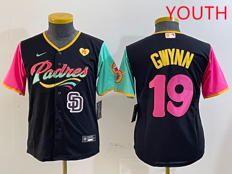 Youth San Diego Padres #19 Gwynn Black City Edition Game 2025 Nike MLB Jersey style 16